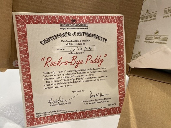 Ashton-Drake Rock-A-Bye Puddy Doll COA number 1272FB New Condition‎ - Picture 6 of 12